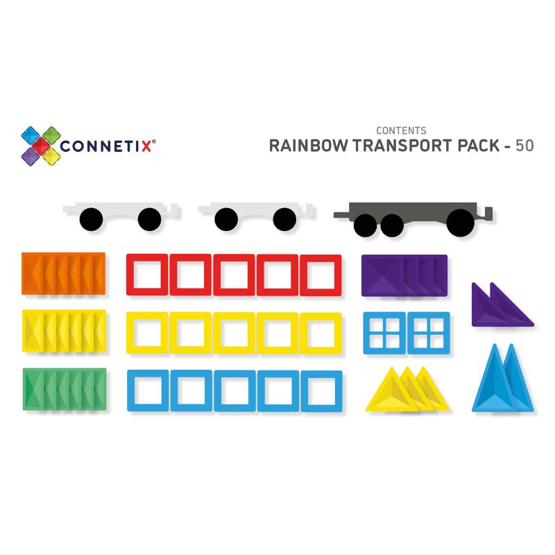 Connetix Tiles - 50 Piece Rainbow Transport Pack